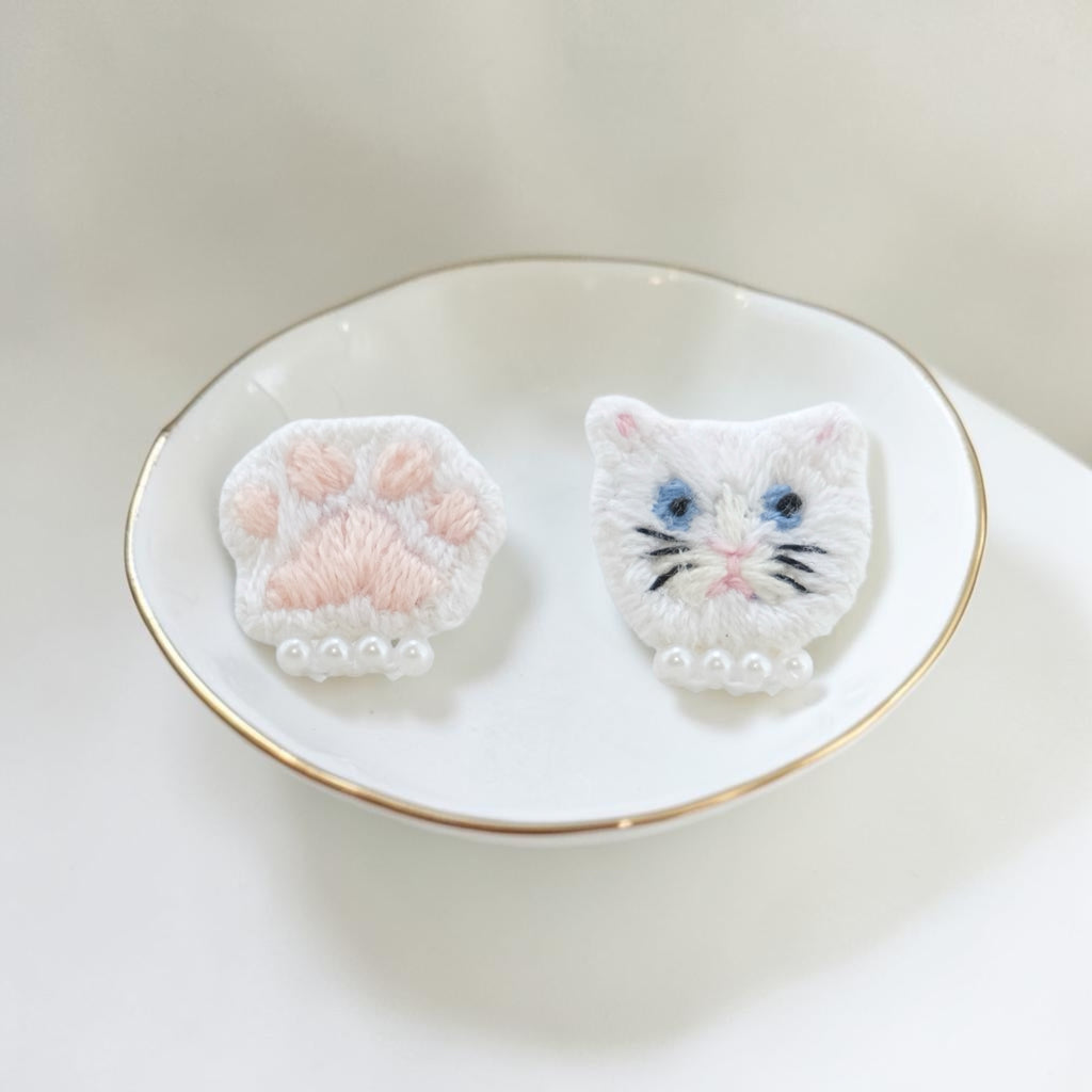 White Cat Earrings