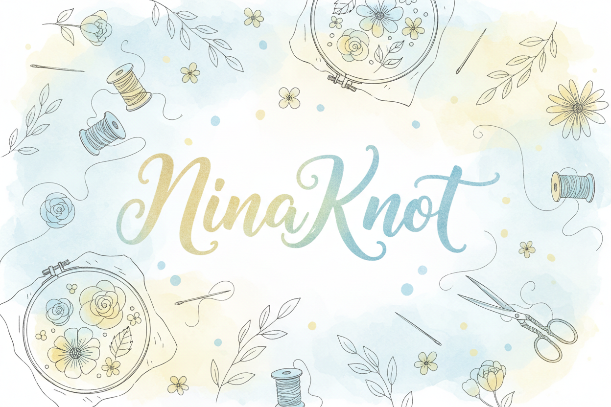 NinaKnot. Hand drawn style. light yellow blue is the main color
